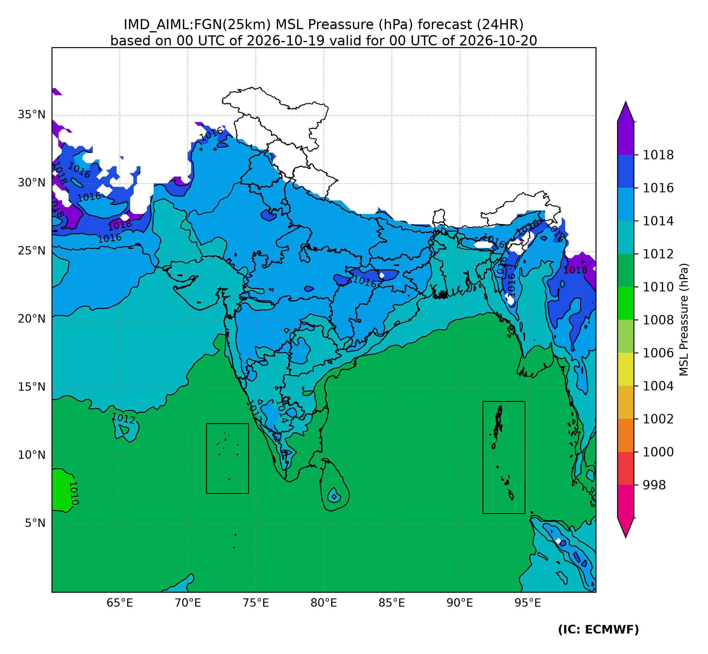 Forecast chart at 24 hours