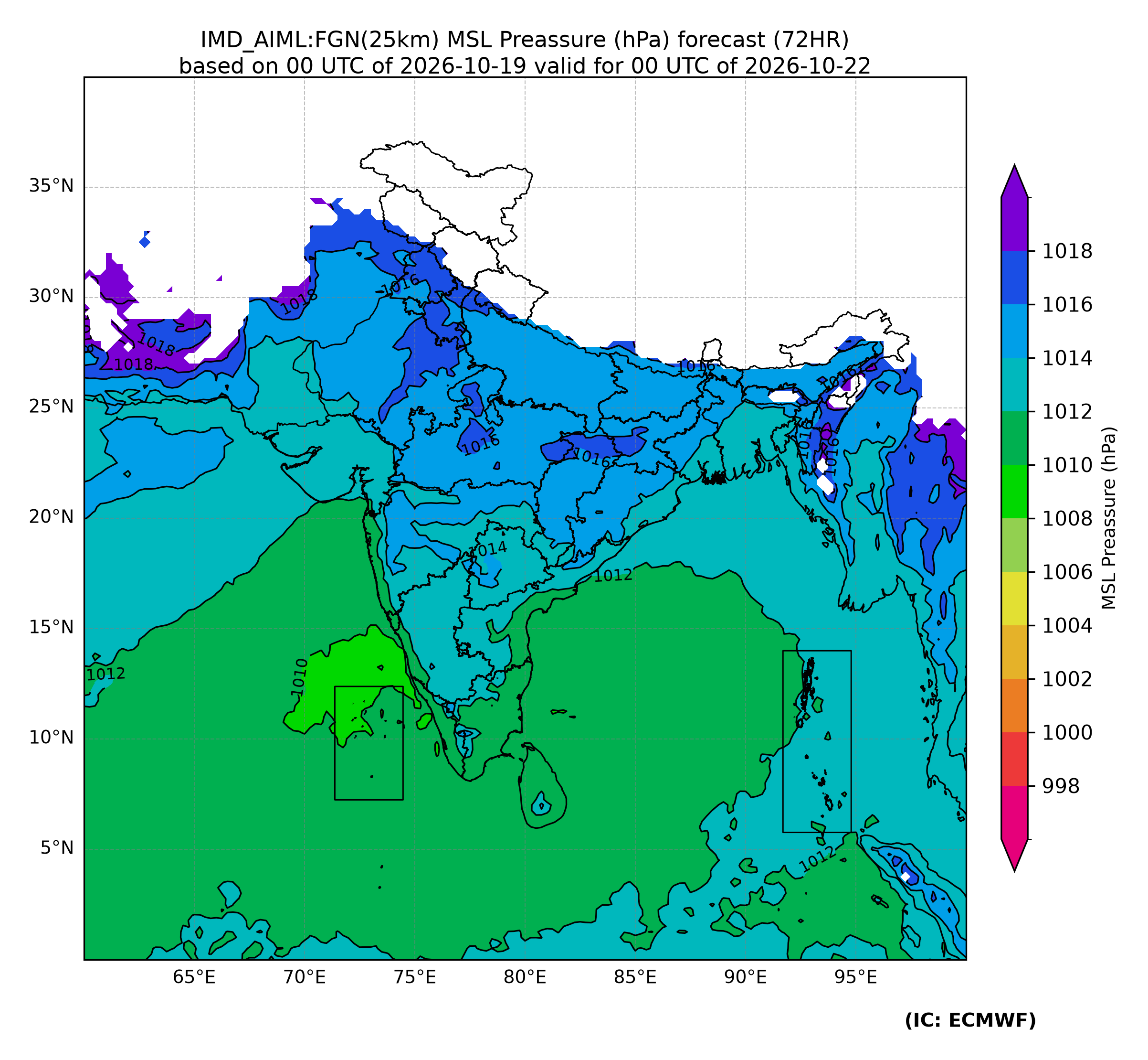 Forecast chart at 72 hours