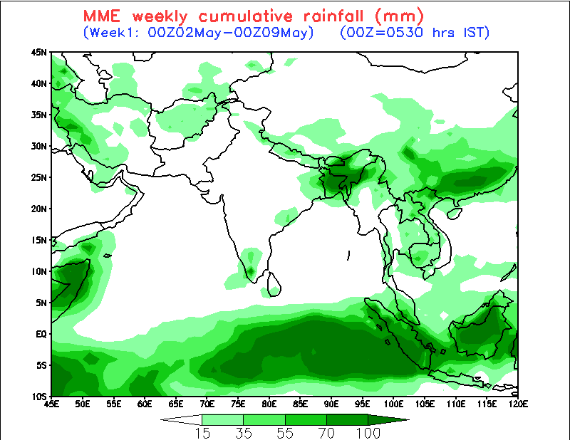 Rainfall Forecast for Week 1, IMD