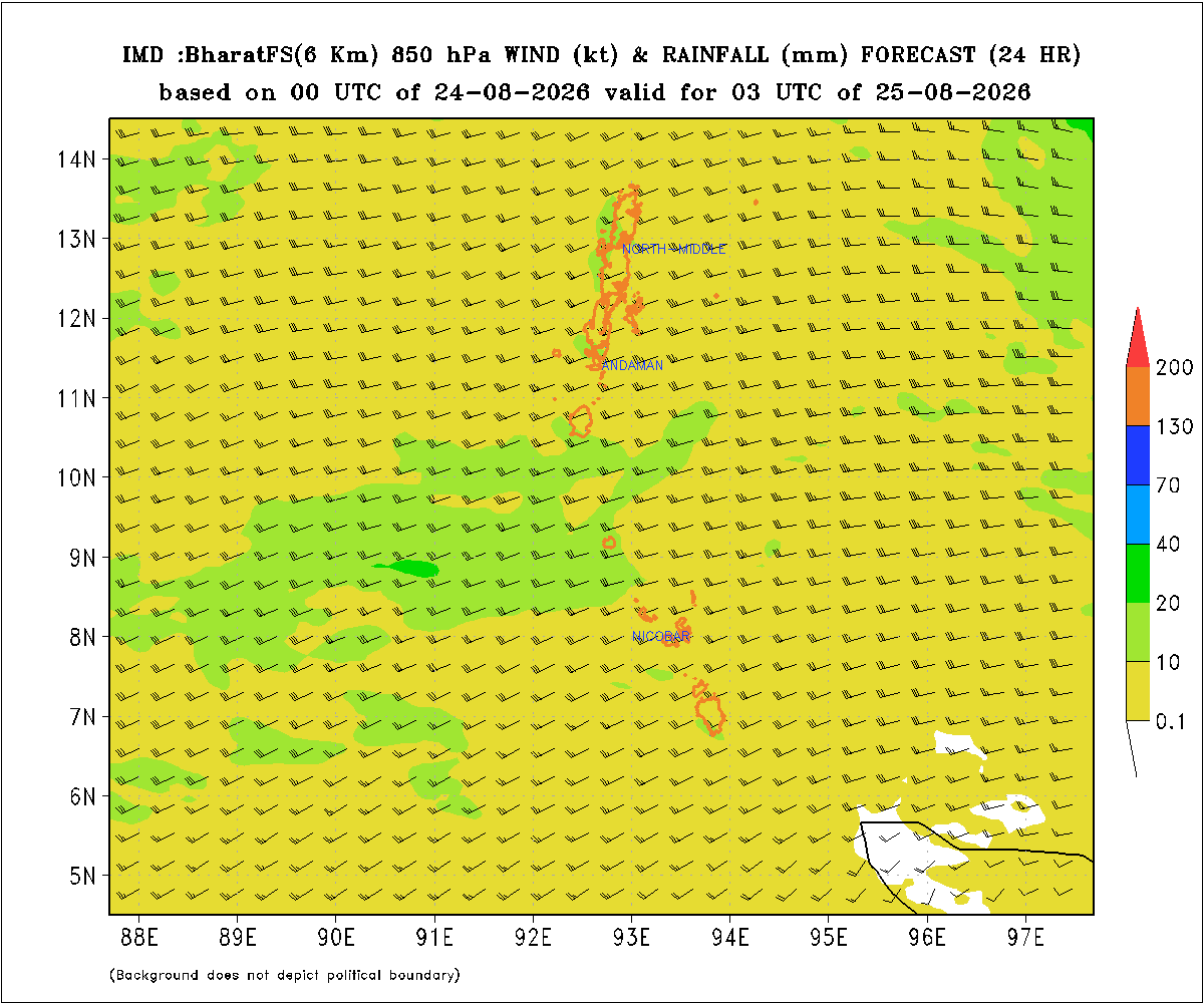 Rainfall forecast map for 
