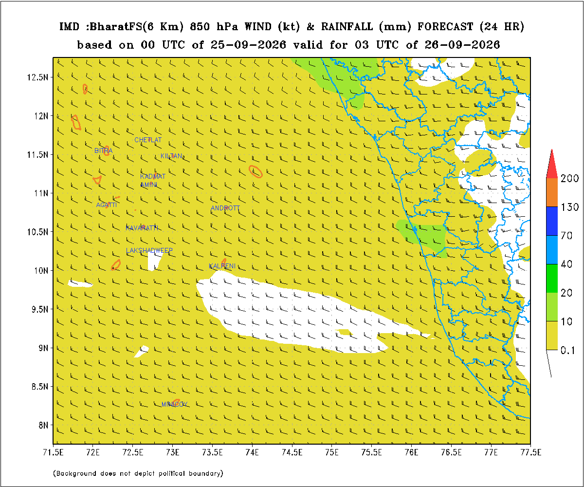 Rainfall forecast map for 